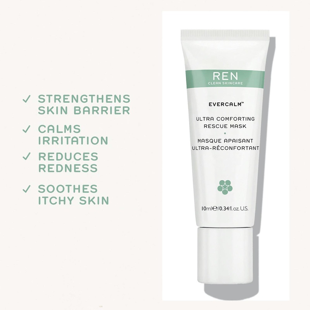 REN Evercalm Sensitive Skin Ultra Comforting Rescue Mask, 0.34 fl oz